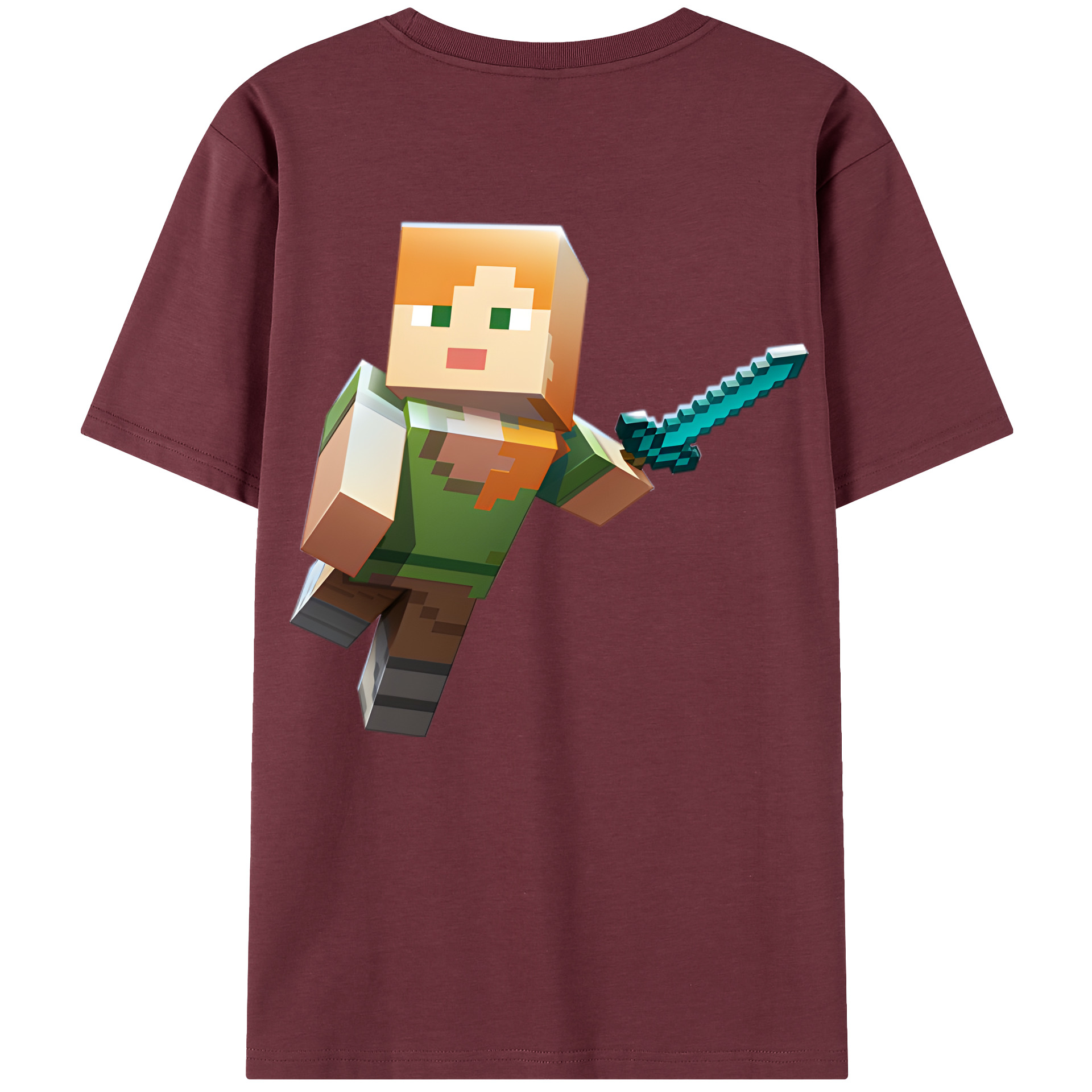 （画像用） マインクラフト ブロックの世界 Minecraft MC Block world 綿100％半袖Tシャツ（背面プリント）